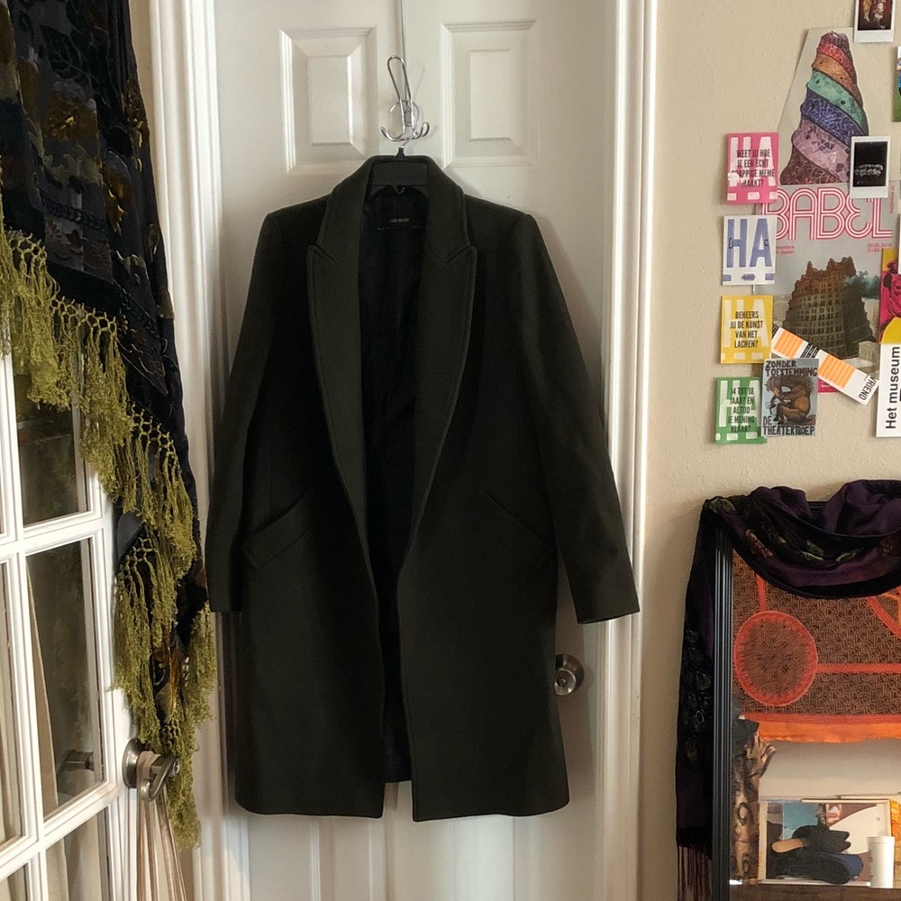 Zara Olive Knee Length Coat